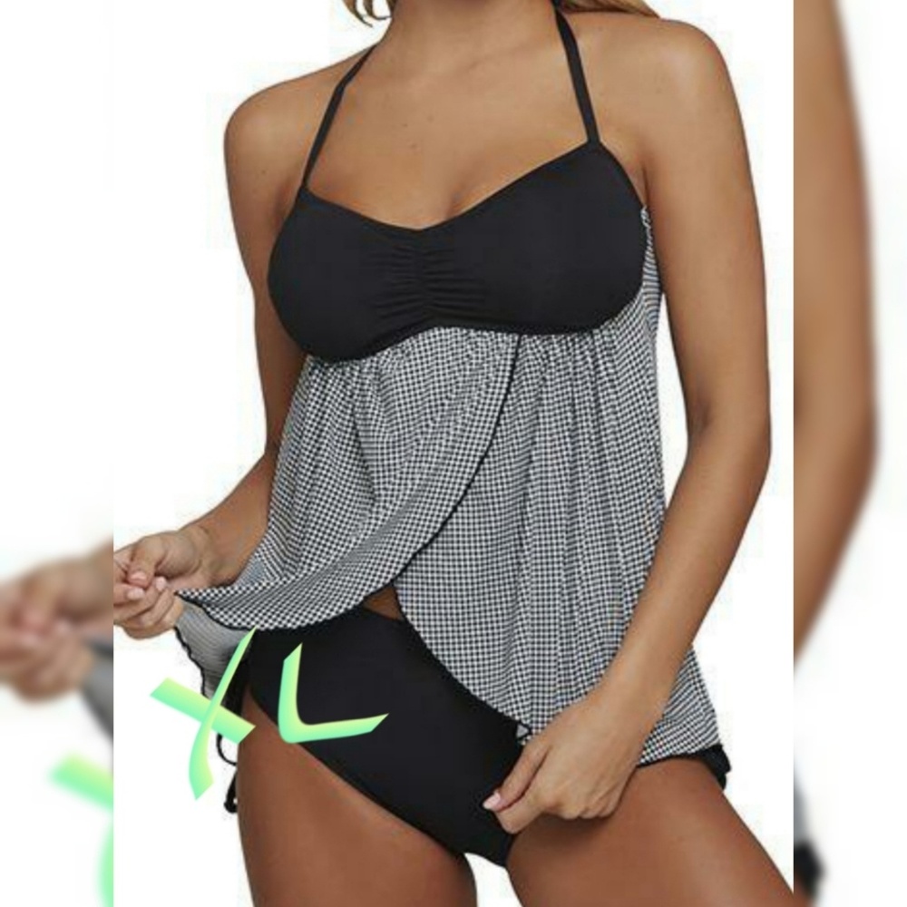 Black & White XL Bathing Suit Tankini Bikini 2 pcs